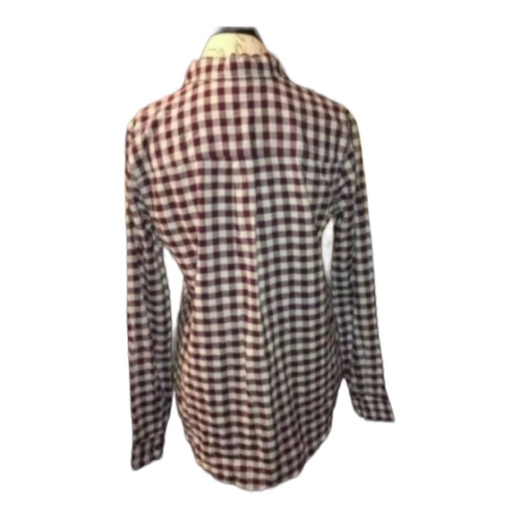 Madewell Mini Check Market Popover Plaid Print Purple and Gray, Size Medium - Picture 2 of 4